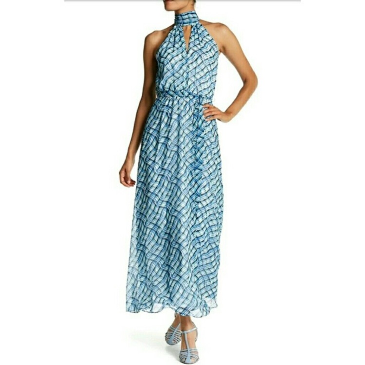 Calvin Klein Chiffon Mock Neck Printed Max